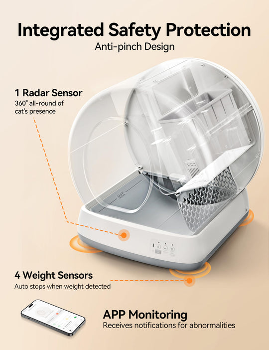 Integrated Safety Protection Automatic Cat Litter Box for Multi Cats